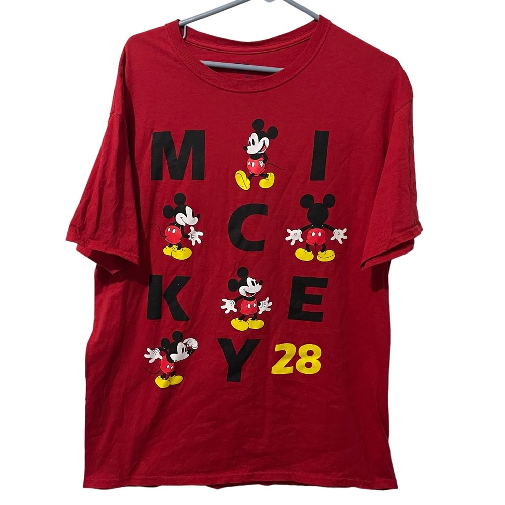 Disney Shirt Men Large Red Cotton Mickey Mouse Lightweight Cartoon Casual‎ Tee